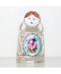 Enameled doll in silver