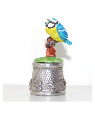 Pewter with blue tit