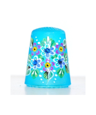 Blue glass with flowers