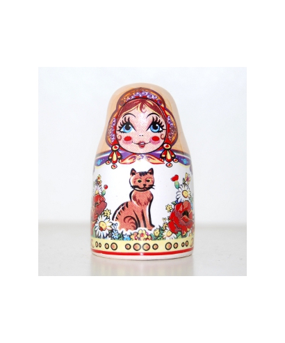 Ceramics doll with cats